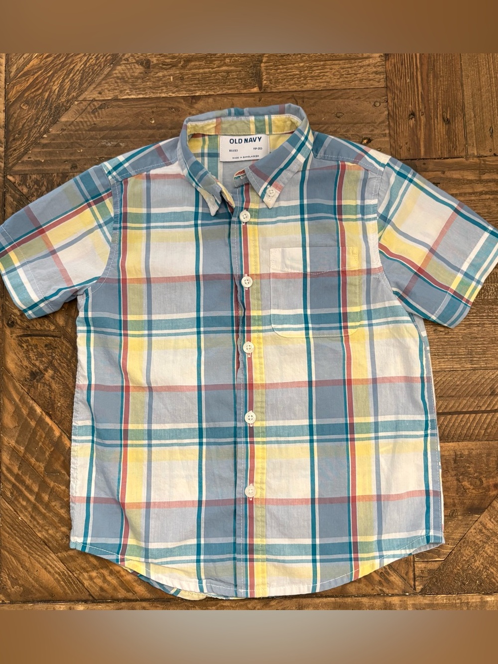 Old Navy Boys XS Pastel Plaid Button Down Shirt